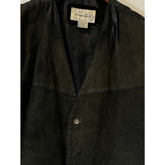 SUEDE LEATHER VEST SZ XL Black Greatland Apparel Western Biker Pockets - Picture 4 of 11